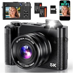 5K Digital Camera, 64MP Cameras for Photography